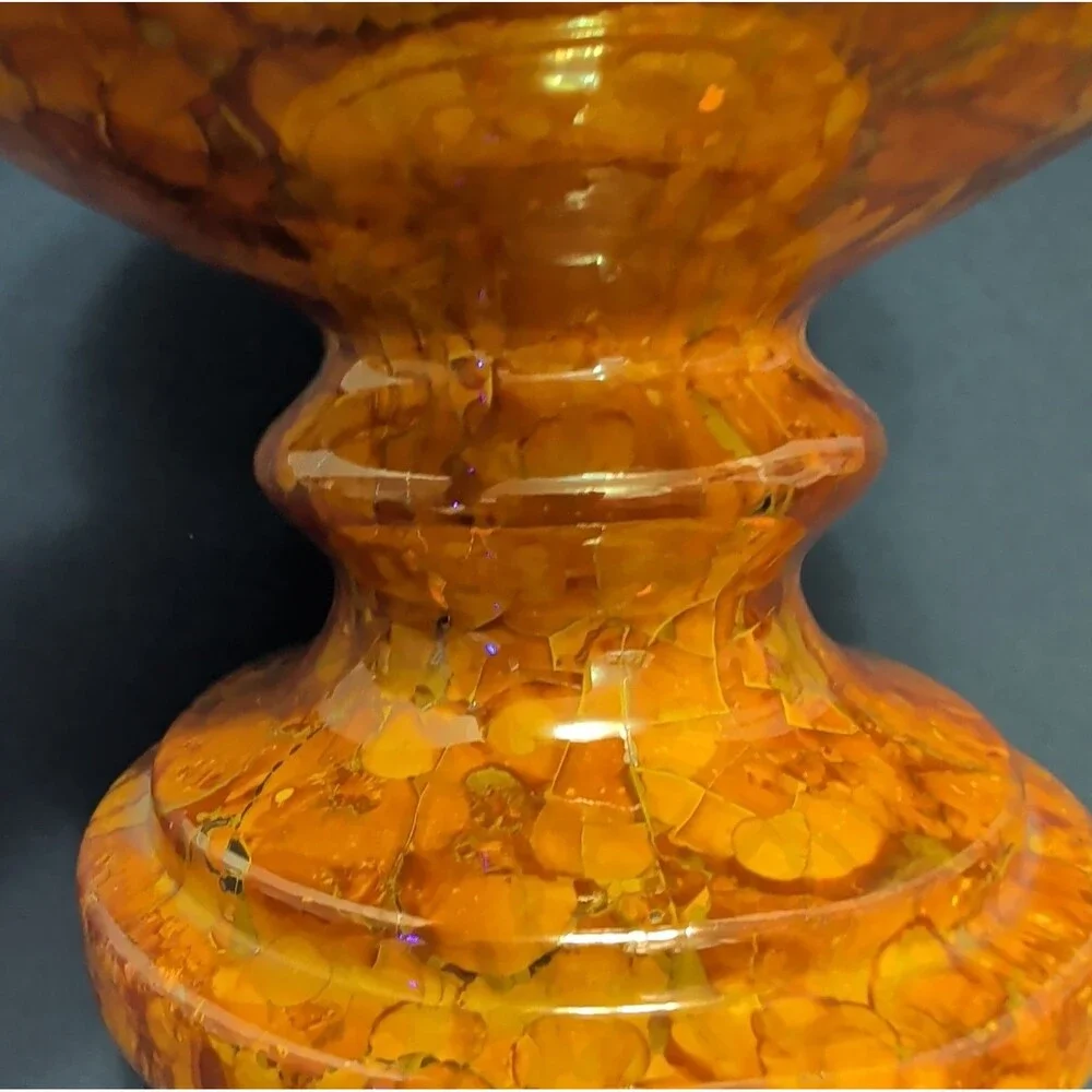 ​1980 JT France Signed Studio Pottery Chalice Vase - Tortoiseshell 9.5